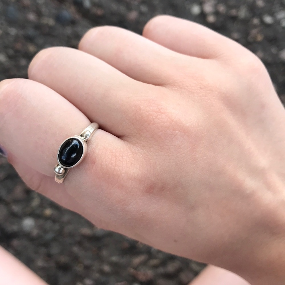Silver Ring with Black Stone